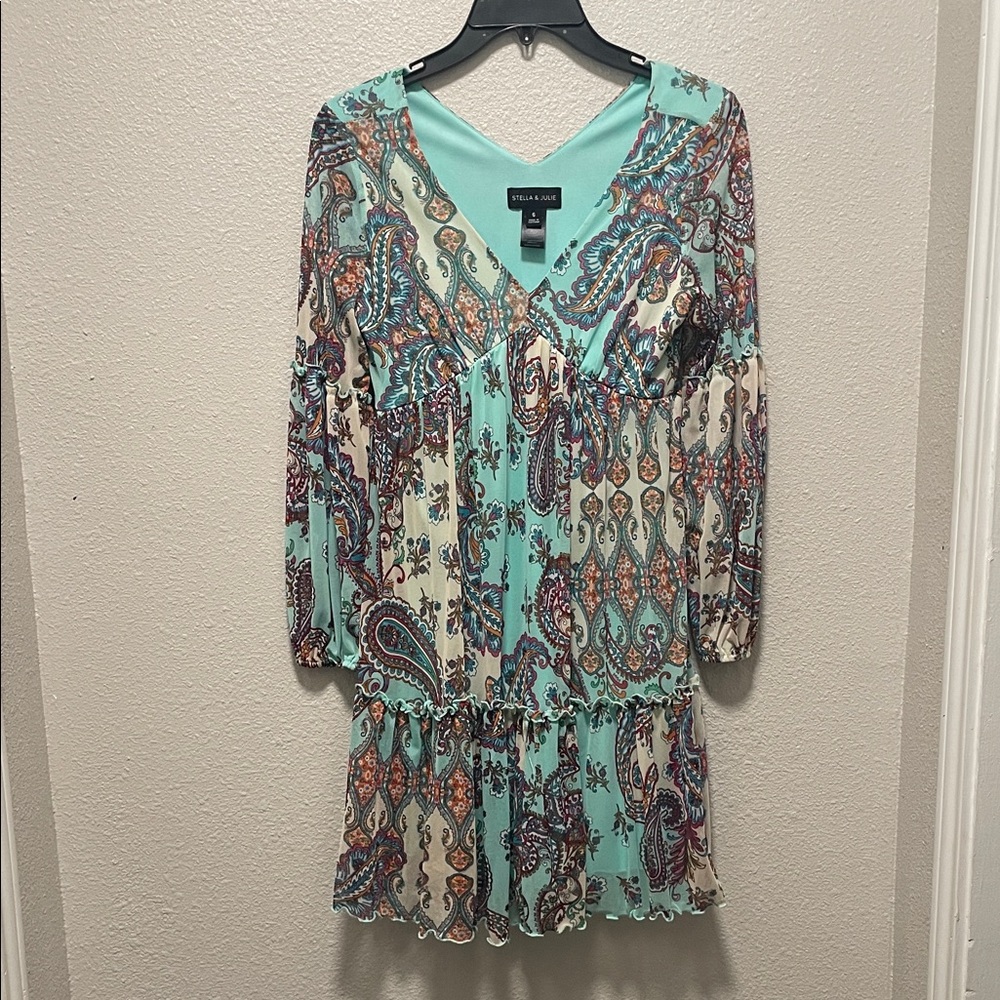 Stella & Julie Bohemian Paisley Long Sleeve Dress